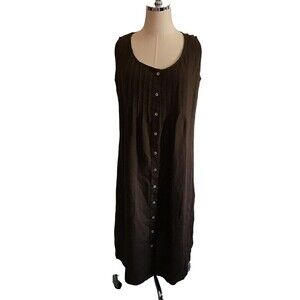 Russ Berens Dress Women's Size XS Brown Sleeveless Linen Button Up